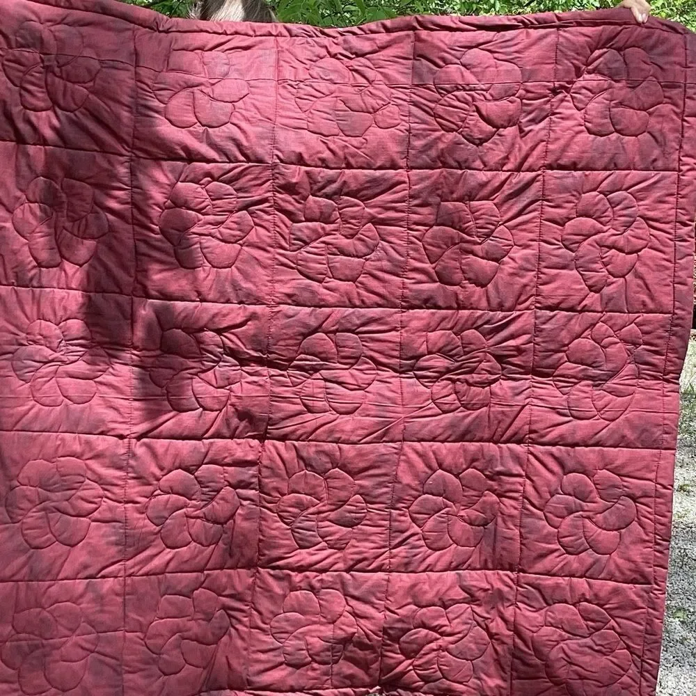 NWT. Hand Crafted Maroon/Wine Mixed Prints Lap Quilt